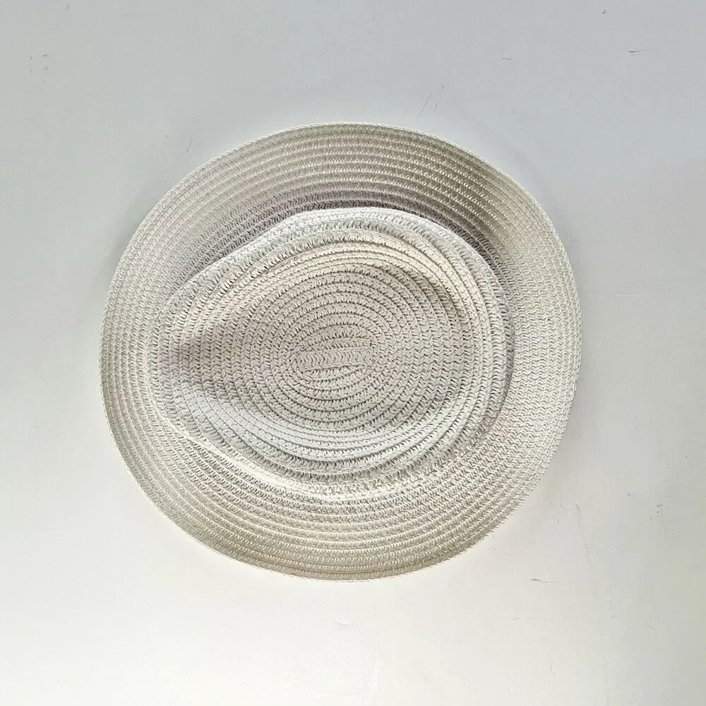 NICE & BELLA Unisex White w/Blue Band Med Brim Panama Woven Fedora Sun Hat